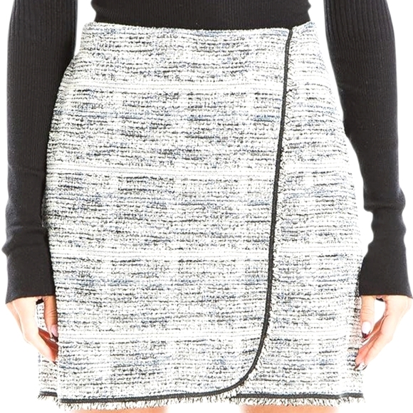 Max Studio Dresses & Skirts - MAX STUDIO Chic Navy/White Tweed Mini Faux Wrap Skirt